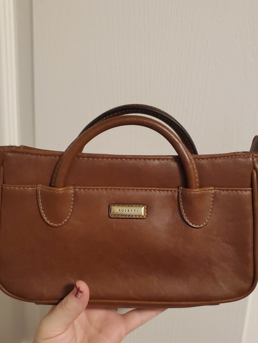 Rosetti Tan Brown Leather Mini Top-Handle Bag